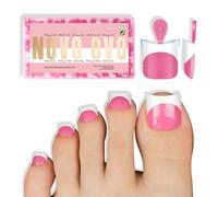 Lot de 240 faux ongles courts - Blanc - French Tip on with Moon Curve - Rose rose - Pour ongles artificiels - Couche de finition en gel de construction nécessaire - Pas de colle incluse - 15 tailles