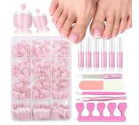 Lot de 240 faux ongles d'orteils - Ongles artificiels français avec languettes adhésives - Couleur chair - À coller et à coller - Pour femme - DIY (rose française, 240 x)