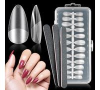 Lot de 240 faux ongles en forme d'amande pour ongles en gel, en forme d'amande, courts, en 12 tailles, couverture complète, pour le nail art, pour une extension parfaite des ongles