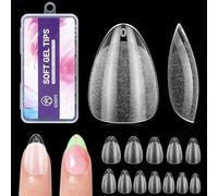 Lot de 240 faux ongles extra courts en gel acrylique transparent semi-mat pour faux ongles à presser, extension d'ongles DIY, 12 tailles
