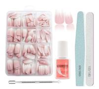 Lot de 240 faux ongles roses ombrés à presser pour French manucure complète