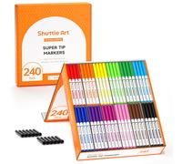 Lot de 240 marqueurs lavables pointe super fine Shuttle Art, 12 couleurs assorties