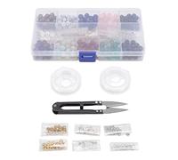 Lot de 240 Perles Pierres Naturelles 8mm, 10 Styles Multicolores, Kit Beads pour Bracelet DIY - Pierres Naturelles Bijoux Adulte, Accessoires Complets et Boîte de Rangement
