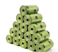Lot de 240 sacs biodégradables pour déjections canines - Sacs à déjections canines compostables pour animaux de compagnie - 23 x 33 cm (16 rouleaux, 15 par rouleau)