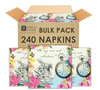 Lot de 240 serviettes en papier jetables Alice au pays des merveilles pour décoration de table pour fête prénatale, anniversaire d'enfant, chapelier fou et décoration d'Alice - Fournitures de fête à