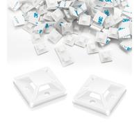 Lot de 240 supports adhésifs pour serre-câbles - 20 x 20 mm - Fixation de câble - Support de câble - Support adhésif - Socle de fixation (blanc)