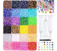 Lot De 24000 Strass En Résine Pour Travaux Manuels, 3 Mm, 24 Couleurs, Kit éblouissant Avec Colle Pour Travaux Manuels, Tasses, Chaussures, Tissu, Nail Art, Sont Faciles à Ranger (A)