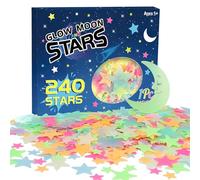 Lot de 241 étoiles phosphorescentes 3D phosphorescentes pour plafond, décoration murale, chambre d'adolescent, fille, garçon, enfant, cadeau d'anniversaire (multicolore)