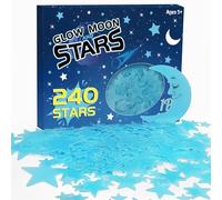 Lot de 241 étoiles phosphorescentes 3D phosphorescentes pour plafond, décoration murale, chambre pour adolescents, filles, garçons, enfants, cadeau d'anniversaire (bleu)