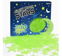 Lot de 241 étoiles phosphorescentes 3D phosphorescentes pour plafond, décoration murale, chambre pour adolescents, filles, garçons, enfants, cadeau d'anniversaire (vert)