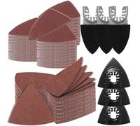 Lot de 246 plaques abrasives multi-outils pour ponceuse Delta, support de ponçage à 3 doigts et 3 disques abrasifs triangulaires, 240 feuilles de papier abrasif, avec grain 60/80/120/180/240/320