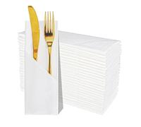 Lot de 25/30/50 Serviettes de Table en Tissu pour Couteau et Fourchette,Décoration de Table pour Couverts,Serviettes Pré-pliées Pour Fête Mariage Restaurant Dîner Communion Baptême