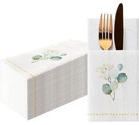 Lot de 25/30/50 Serviettes de Table en Tissu pour Couteau et Fourchette,Décoration de Table pour Couverts,Serviettes Pré-pliées Pour Fête Mariage Restaurant Dîner Communion Baptême