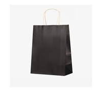 Lot de 25/50 sacs cadeaux en papier kraft marron avec poignée pour mariage, fête d'anniversaire, sacs à provisions pour petites entreprises (Noir, 50 pièces_26 x 12 x 33 cm)
