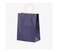 Lot de 25/50 sacs cadeaux en papier kraft marron avec poignée pour petits sacs de shopping (bleu foncé, 50 pièces_21 x 11 x 27 cm)