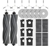 Lot de 25 accessoires pour robot aspirateur DREAME L10s Pro Ultra Heat / L10s Ultra Gen 2 / X30 Ultra/MOVA E30 Ultra, 2 brosses principales, 6 chiffons de nettoyage, 4 filtres HEPA, 6 sacs à poussière