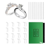 Lot de 25 ajusteurs de bague invisibles - ajustement de la taille pour tous types de bagues - réducteurs de taille en silicone de différentes tailles et styles - adaptateurs de bague unisexes