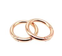 Lot de 25 anneaux à ressort en métal for porte-clés, sac en cuir, ceinture, boucle, chaîne for chien, fermoir à pression, pendentif, déclencheur, DIY(Rose gold,Inside diameter 20mm)
