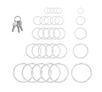 Lot de 25 anneaux ronds en acier inoxydable - Grand porte-clés - Pour trousseau de clés, bijoux, travaux manuels - 12, 15, 20, 25, 30 mm