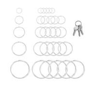 Lot de 25 anneaux ronds en acier inoxydable - Petits anneaux pour clés - Anneaux fendus - Pour trousseau de clés, bijoux, travaux manuels - 12, 15, 20, 25, 30 mm