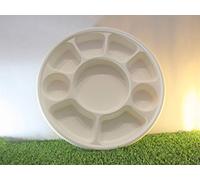 Lot de 25 assiettes rondes biodégradables à 9 compartiments