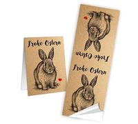 Lot de 25 autocollants de Pâques vintage, 5 x 15 cm, texte FROHE OSTERN pour lapin de Pâques avec cœur, rouge - Étiquettes autocollantes pour sachets de Pâques, décoration d'emballage et de Pâques