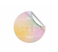 Lot de 25 autocollants « Schön dass du da bist » pour cadeaux d'invités, ou petits cadeaux pour mariage, baptême, anniversaire, anniversaire de mariage (4,5 cm, ronds)