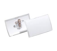 Lot de 25 badges de nomination durables Click FOLD, avec pince combinée, en polypropylène, 90 x 54 mm, transparent (25 pièces)