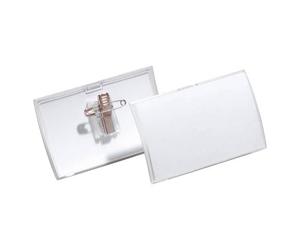 Lot de 25 badges de nomination durables Click FOLD, avec pince combinée, en polypropylène, 90 x 54 mm, transparent (25 pièces)