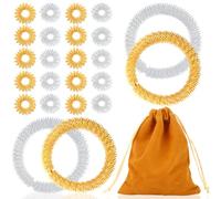Lot de 25 bagues d'acupression et de massage du poignet - Pour enfants, adultes, employés de bureau - Pour réduire l'anxiété du stress (or argent)