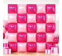 Lot de 25 ballons carrés en aluminium rose vif double face en mylar pour décoration de fête d'anniversaire, de mariage