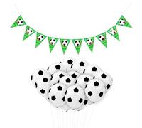 Lot de 25 ballons de football, 1 drapeau de football, avec ballons imprimés sur le thème du sport, décorations d'anniversaire, décorations de fête de football