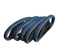 Lot de 25 bandes abrasives en oxyde de zirconium bleu - Grain 40/60/80/120 - Pour bois, métal et peinture - Compatible avec ponceuses à bande pneumatique de 10 mm et ponceuses électriques