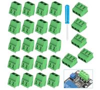 Lot de 25 blocs terminaux 5 mm 2 broches / 3 broches PCB Mount Screw Terminal Block Screw Terminal Connecteur avec tournevis, platines, borne à vis, borne à vis, bornes à vis