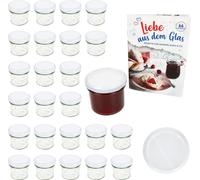 lot de 25 bocaux 125ml TO66 Blanc Couvercle DiamantSucre-Recette