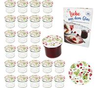 lot de 25 bocaux en verre renversé de 125 ml TO66 Fraise des bois Couvercle DiamantSucre-Recette