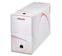 Lot de 25 Boîte à archives ESSELTE, dos de 15 cm, en carton ondulé kraft blanc, conditionnement par cerclage