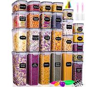 Lot de 25 Boite Rangement Cuisine,Boite Alimentaire Hermétique en Plastique,Boites Conservation avec Couvercle Hermétique,Étiquettes,Cuillère,pinceau,Conservation des Aliments pour Farine,Cereales