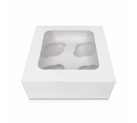 Lot de 25 boîtes à cupcakes à 4 trous - Blanc