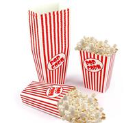 Lot de 25 boîtes à popcorn pour fête - 14 cm de haut - Rouge et blanc - Mini seaux à popcorn et bol à pop-corn pour cinéma, maison, décoration de carnaval
