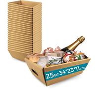 Lot de 25 Boîtes Cadeaux en Carton 34x23x11 cm sans Couvercle | Coffrets Idéals pour Paniers et Présentations Cadeaux