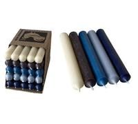Lot de 25 bougies à tige - Colorées dans la masse et anti-gouttes - 2,2 cm de diamètre, 10 cm de long - Fabriquées en Allemagne - Mélange de bougies de qualité supérieure en crème, anthracite, bleu