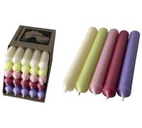 Lot de 25 bougies à tige - Colorées dans la masse et anti-gouttes - 2,2 cm de diamètre, 10 cm de long - Fabriquées en Allemagne - Mélange de bougies de qualité supérieure en crème, vert pastel, rose