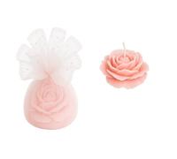Lot de 25 Bougies Petites Fleurs Roses en Cire de Colza + 25 Tulles Voile + Ruban | Cadeaux Invités Mariage, Baptême, Naissance