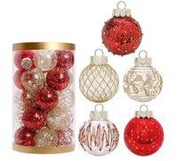 Lot de 25 boules de Noël à suspendre de 6 cm - Décorations d'arbre à suspendre pour les vacances, les mariages, les fêtes prénuptiales et la décoration de jardin en rose, noir, or, rouge, or, or blanc
