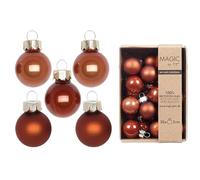 Lot de 25 Boules de Noël en Verre - 2 cm - Mat et Brillant - Mini Décorations pour Sapin et Fêtes - Cuivré Marron - Terracotta Chaude