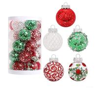 Lot de 25 boules décoratives à paillettes pour décorer les arbres de Noël et les lieux de cérémonie de mariage pendant les vacances (rouge, vert, blanc)