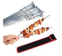 Lot de 25 brochettes de barbecue professionnelles en acier inoxydable - Extra larges : 1 cm - Extra solides - Épaisseur : 2 mm - 40 cm - Pour la viande, le chachlyk, le mangue, le championnat, le