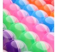 Lot de 25 capsules rondes semi-transparentes vides de 6,6 cm pour machine à gomme, recharges pour panier de Pâques, fournitures de bricolage