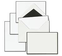 Lot de 25 cartes de condoléances - Format A6 - Avec enveloppes doublées - Format C6 - Les deux avec bordure noire faite à la main - Cartes sans plis